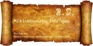 Miklusovszky Dénes névjegykártya